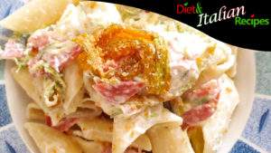 recipe pasta with robiola cheese zucchini flowers salami